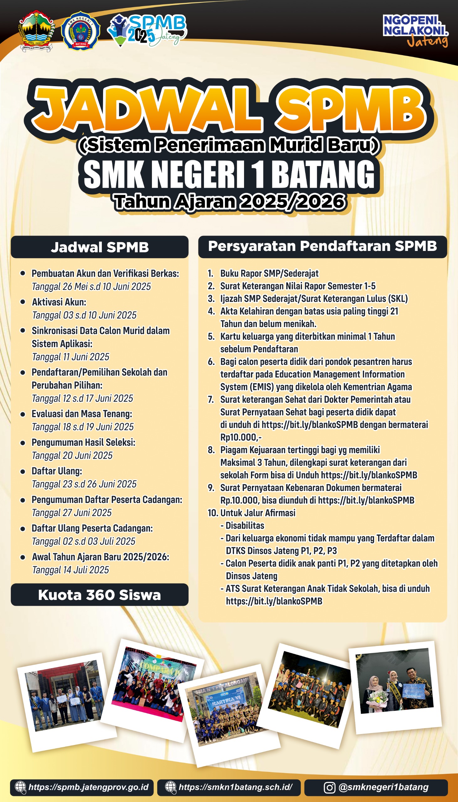 Jadwal SPMB SMK N 1 Batang